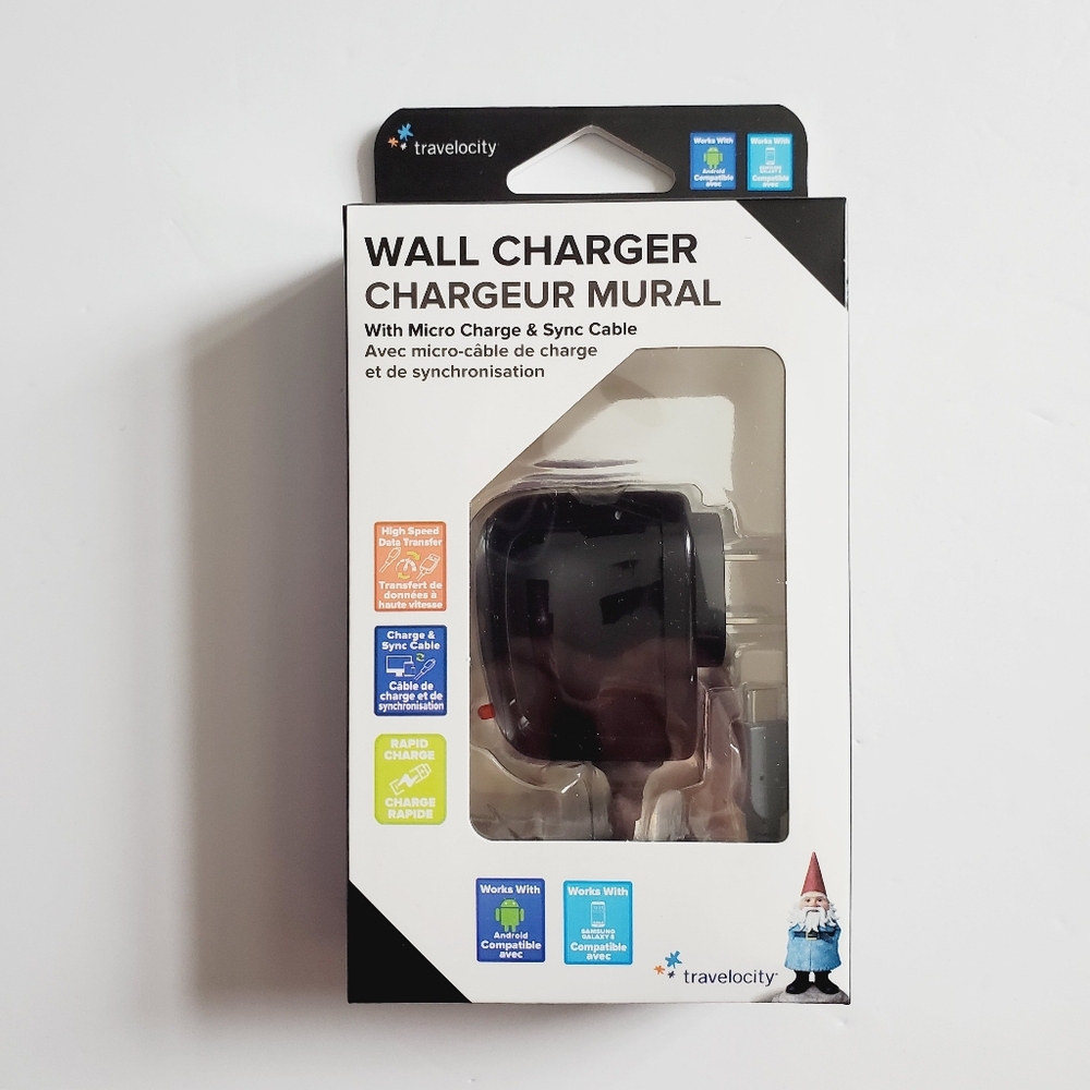 Travelocity Wall Charger With Micro Charge & Sync Cable